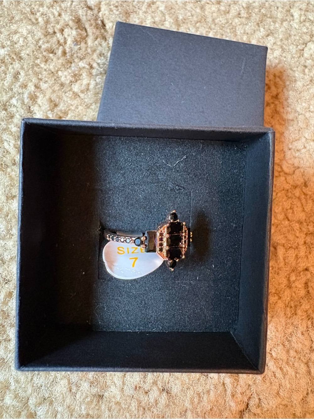 Size 7 Black and Gold Statement Cocktail Ring